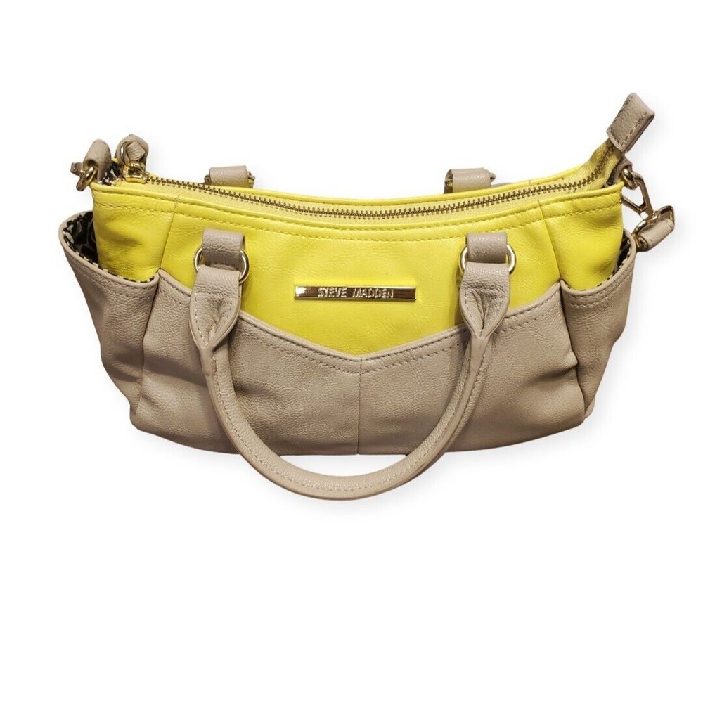 STEVE MADDEN Taupe and Canary Yellow Satchel